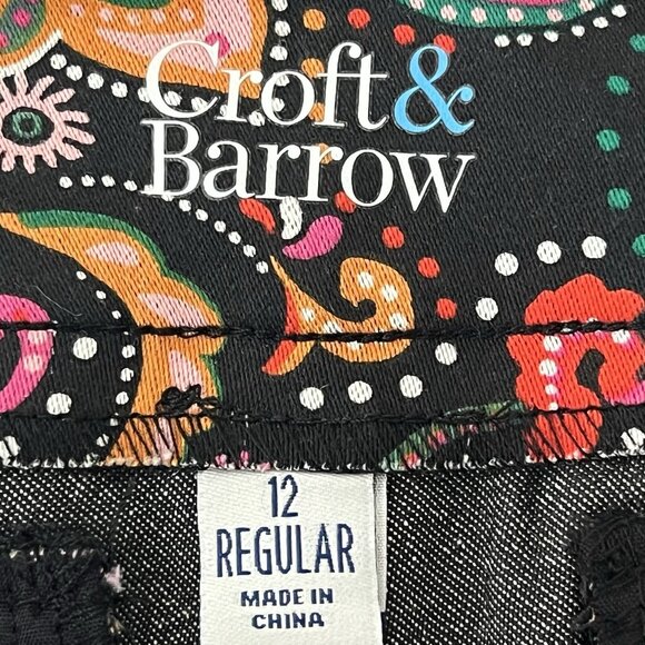Croft & Barrow Women's Pull-on Paisley Multicolor Stretch Pants 12R Stretch NWT - Picture 4 of 14